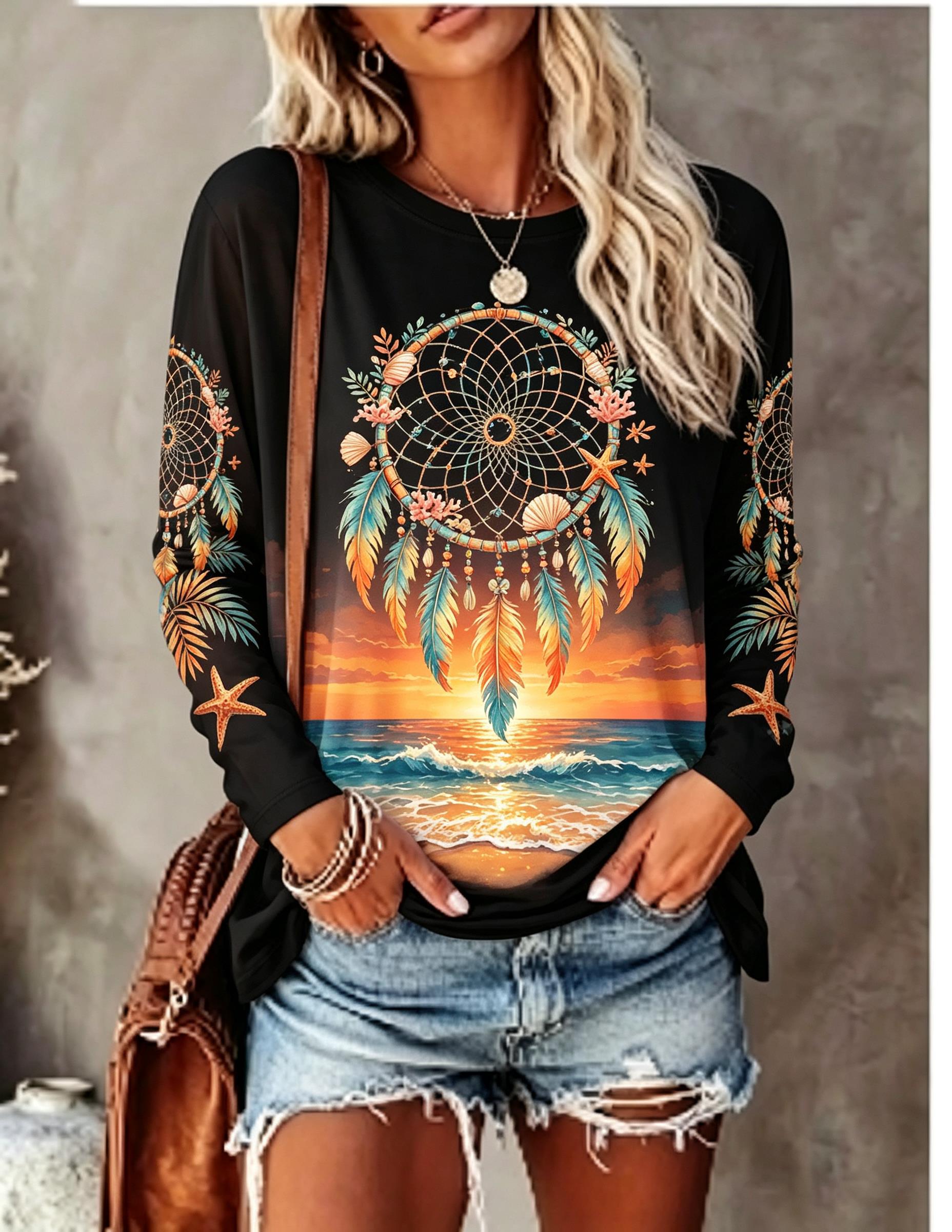 Women's Crew Neck Long Sleeve  - Shelly 评论和价格